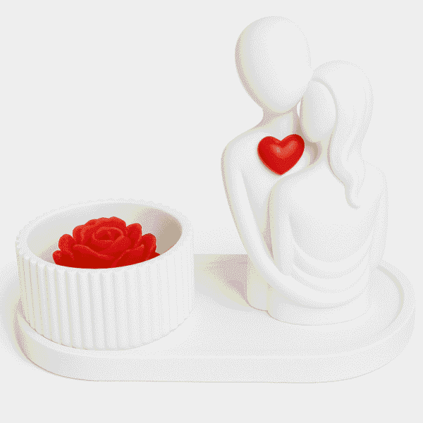 CPL-CDL-WHT COUPLE +REDCANDLE+PLATE