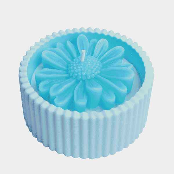 DSY-POT-BLU RIBBED DAISY CANDLE POT
