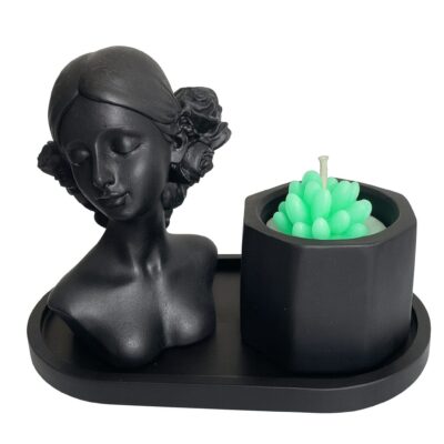 LDY-SUC-BLK LADY + SUCCULENT+ PLATE