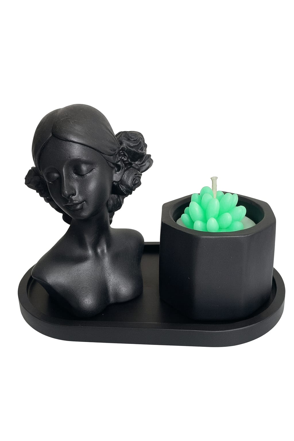 LDY-SUC-BLK LADY + SUCCULENT+ PLATE