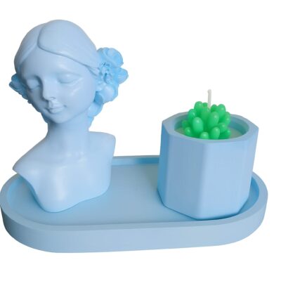 LDY-SUC-BLU LADY + SUCCULENT+ PLATE