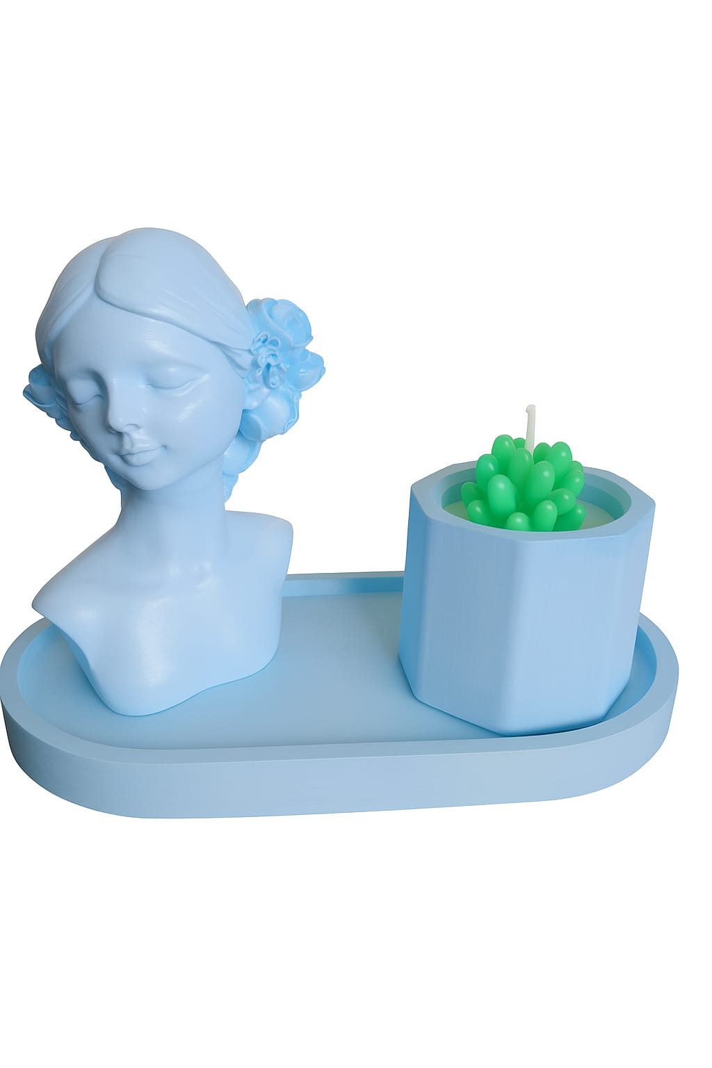 LDY-SUC-BLU LADY + SUCCULENT+ PLATE