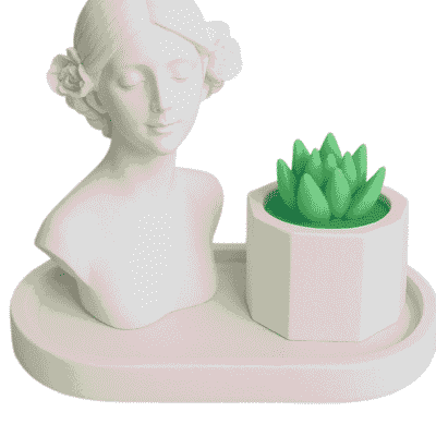 LDY-SUC-WHT LADY + SUCCULENT+ PLATE