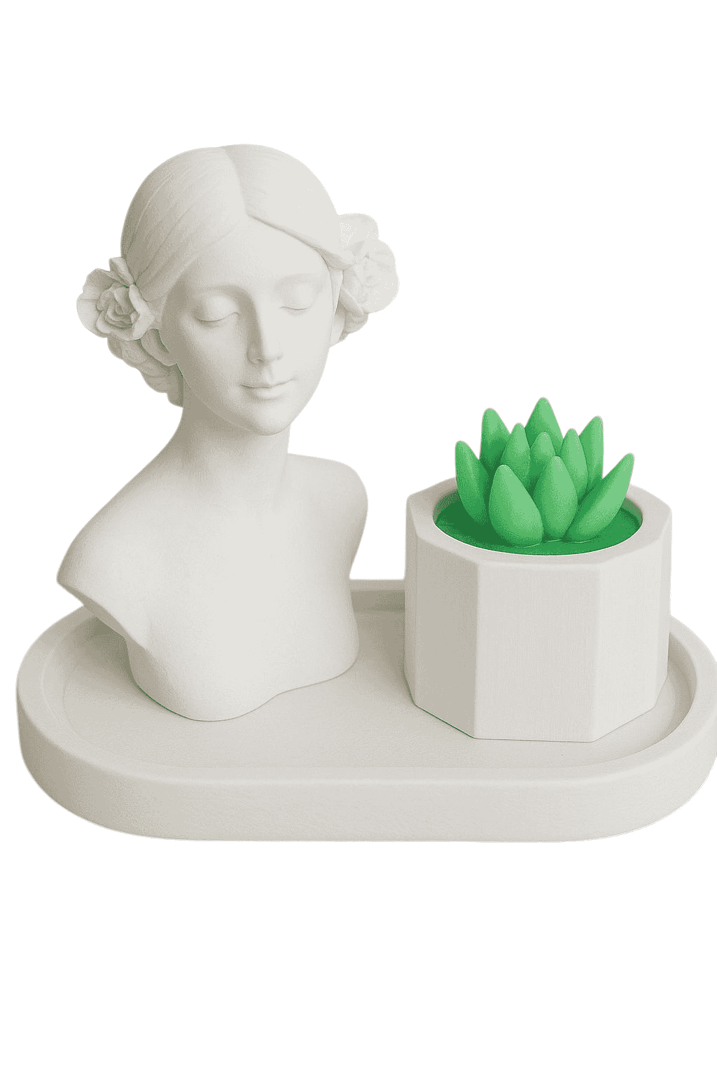 LDY-SUC-WHT LADY + SUCCULENT+ PLATE