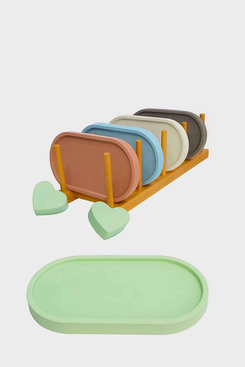 PLT-OVL-GRN LONG OVAL TRAY